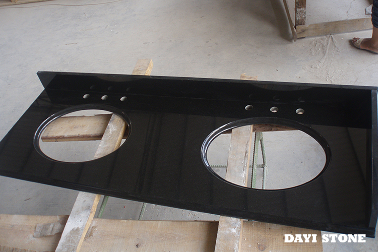 Black Granite Stone Vanitytop Shanxi Double hole Top and front Ogee edge - Dayi Stone